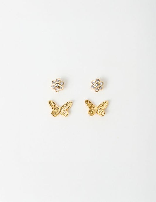 Stella + Gemma Stud Set | Butterfly & Flower