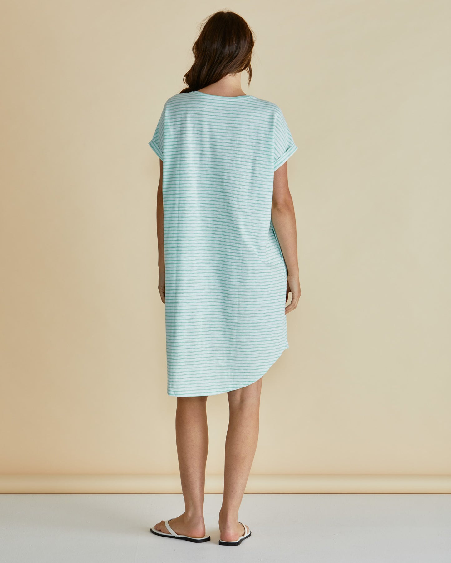 Betty Basics Maxine T-shirt Dress | Green Stripe