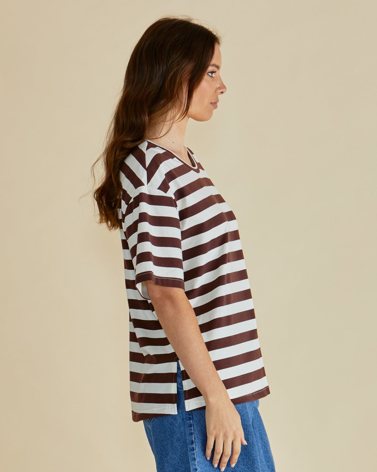 Betty Basics Relax Boxy Tee | Brown Stripe