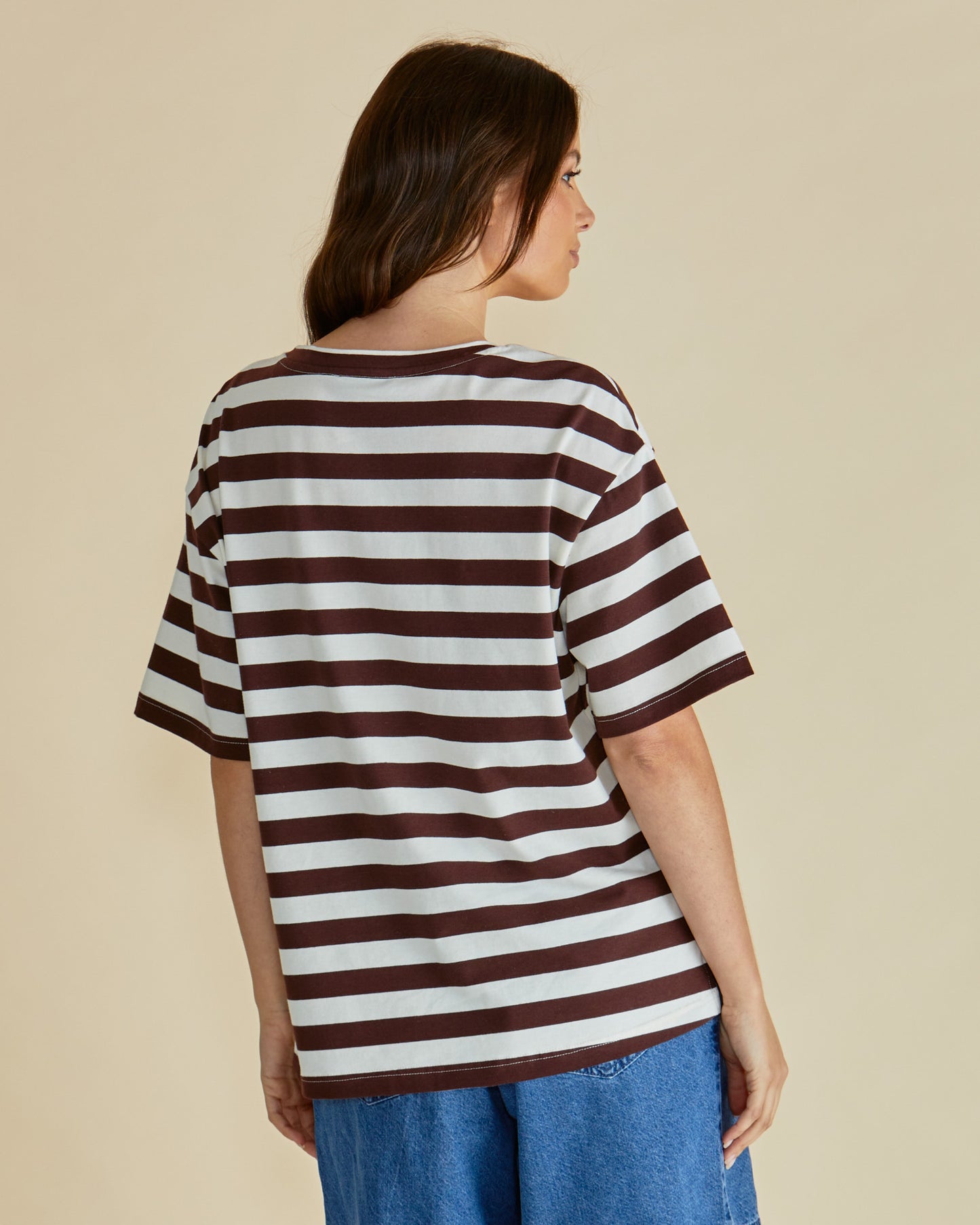 Betty Basics Relax Boxy Tee | Brown Stripe