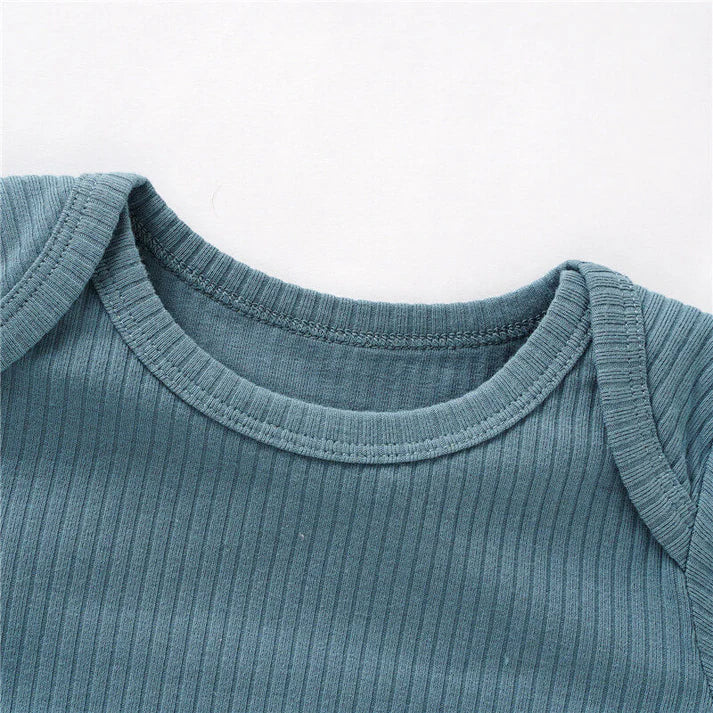 Hello Poppett Original Longsleeved Ribbed Bodysuit | Duck Egg