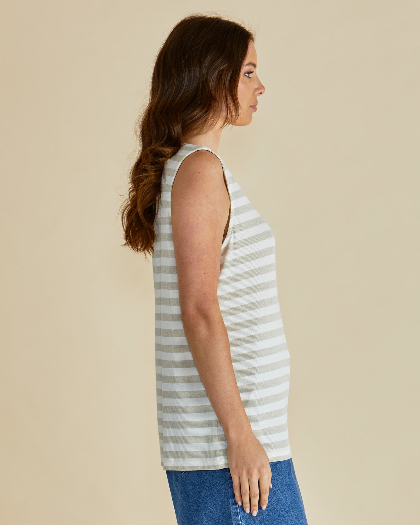 Betty Basics Postiano Tank | Gold Stripe Metallic