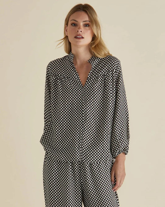 Betty Basics Apollo Blouse | Chocolate Print