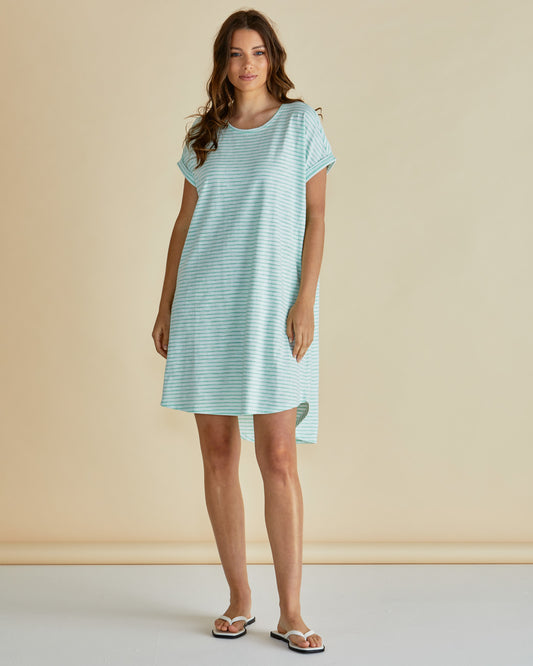 Betty Basics Maxine T-shirt Dress | Green Stripe