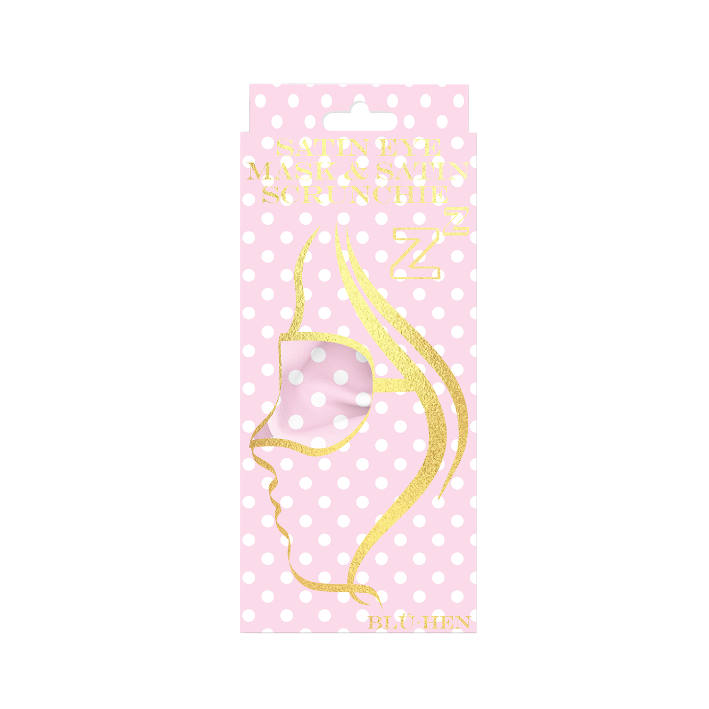 Artico Bluhen - Pink Polka Dot Satin Eyemask & Scrunchie Set