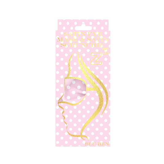 Artico Bluhen - Pink Polka Dot Satin Eyemask & Scrunchie Set