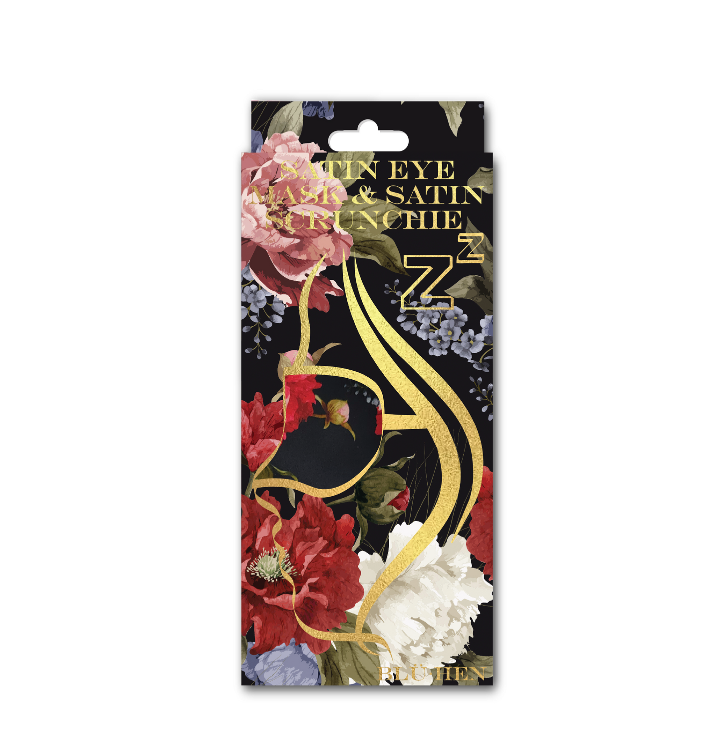 Artico Bluhen - Black Floral Satin Eyemask & Scrunchie Set