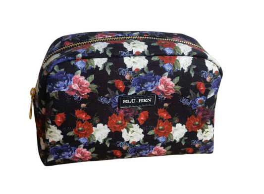 Artico Bluhen - Black Floral Cosmetic Bag