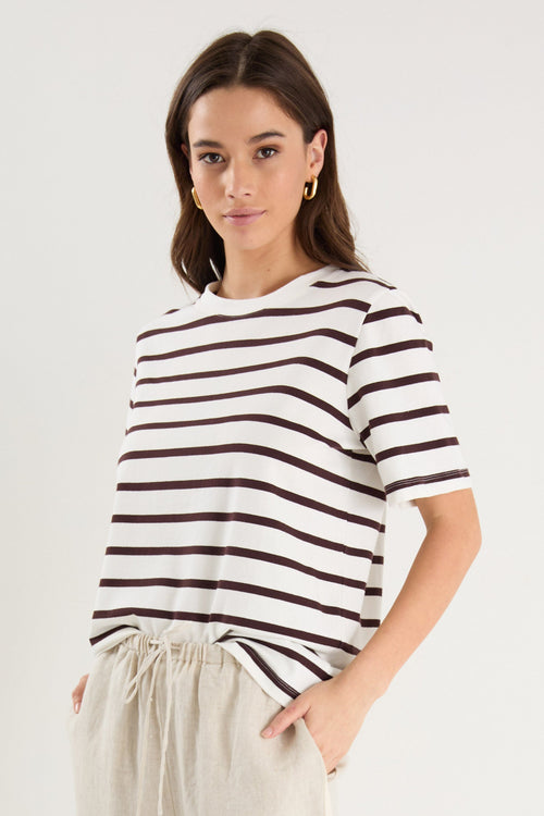 RE:Union Binding Boxy Fit Tee | Chocolate & White