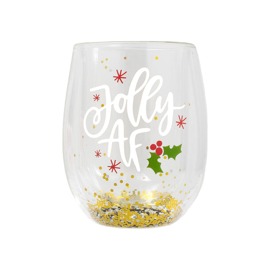 Festive Stemless Glass - Jolly AF