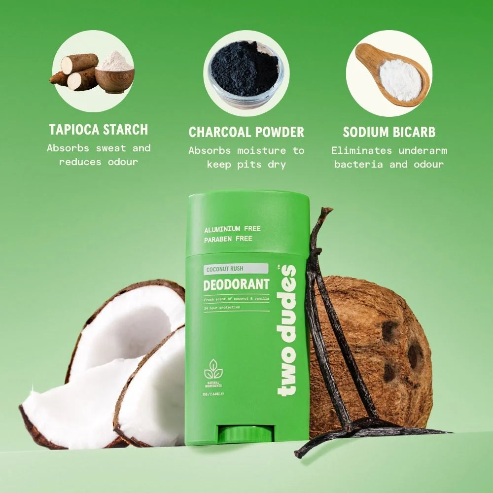 Two Dudes Men's Aluminium Free Deodorant | Coconut Rush
