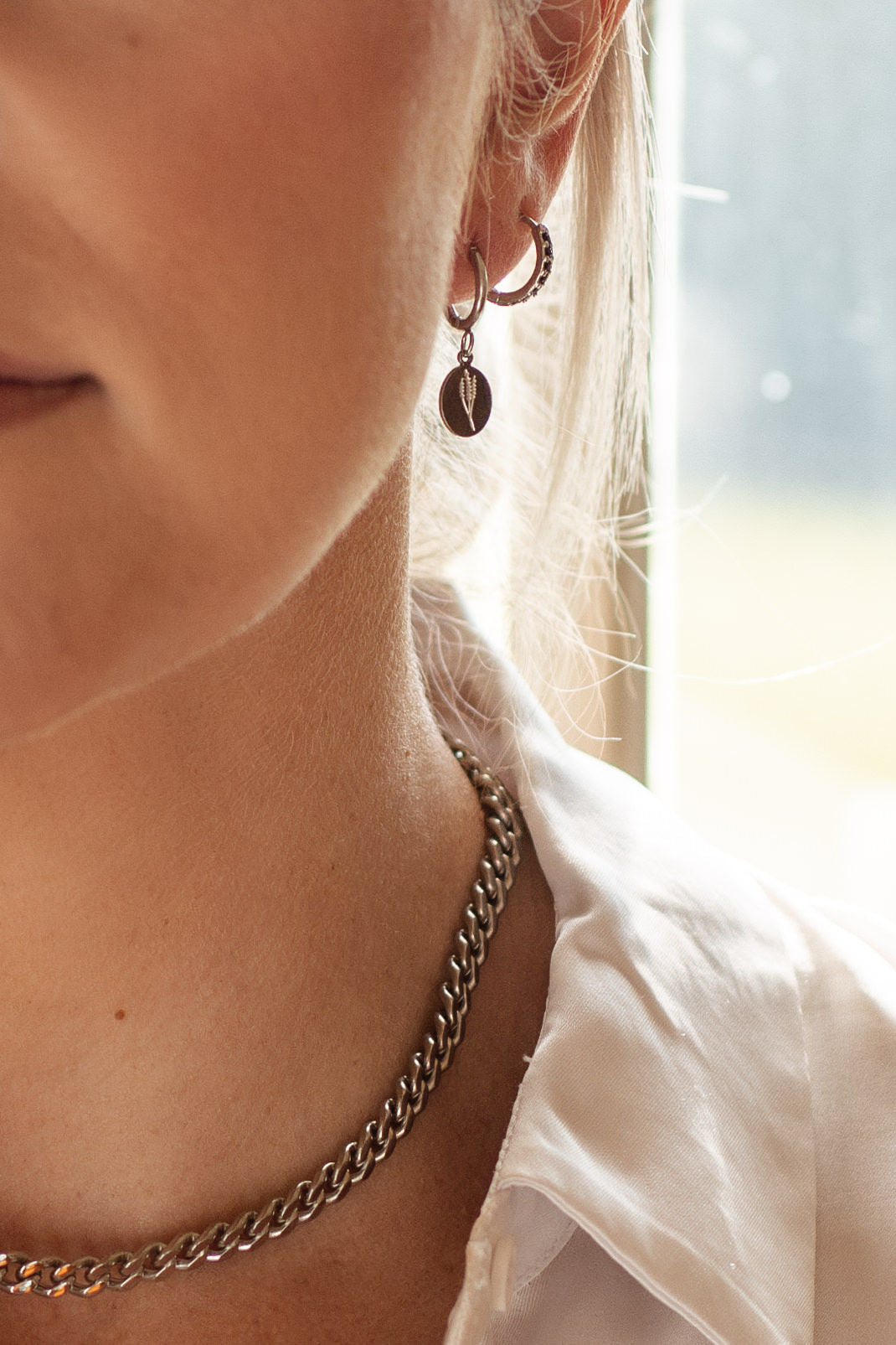Katy B Oval Flower Hoop Earrings