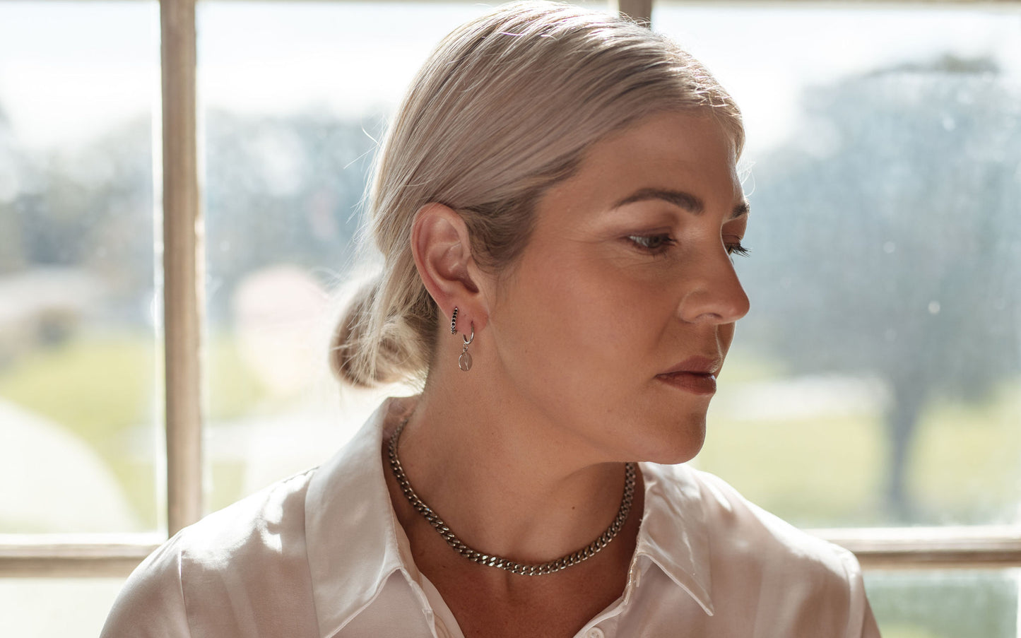 Katy B Oval Flower Hoop Earrings