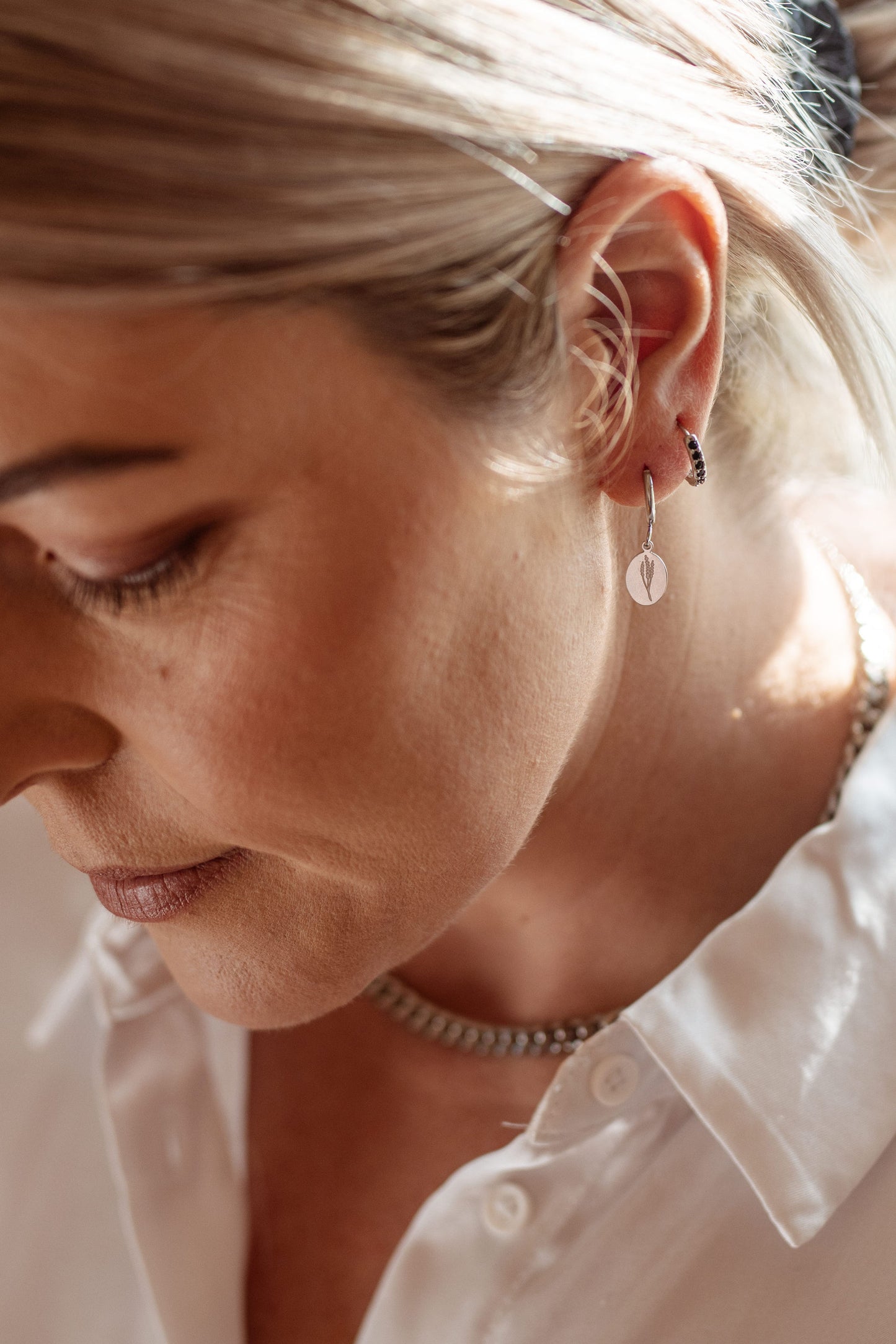 Katy B Oval Flower Hoop Earrings