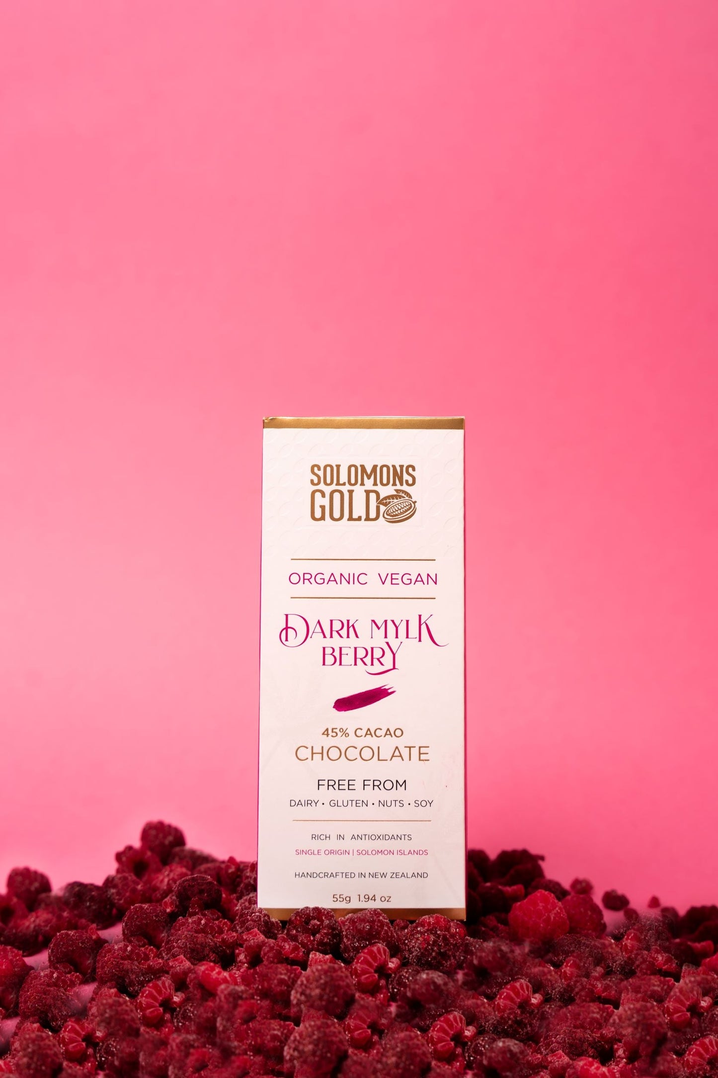 Solomons Gold Vegan Chocolate | Dark Mylk Berry 45% 55g