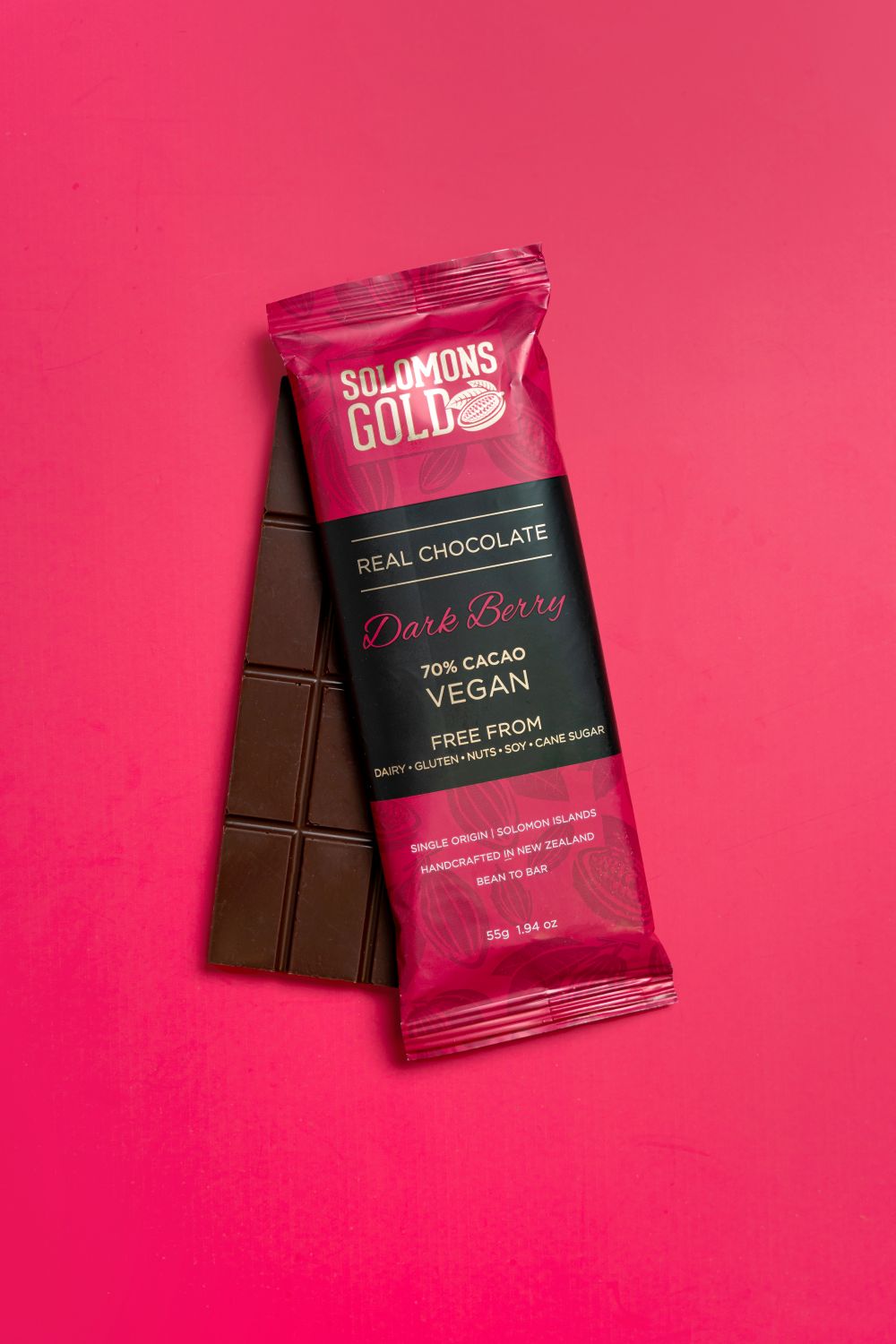 Solomons Gold Vegan Chocolate | Dark Berry 70% 55g