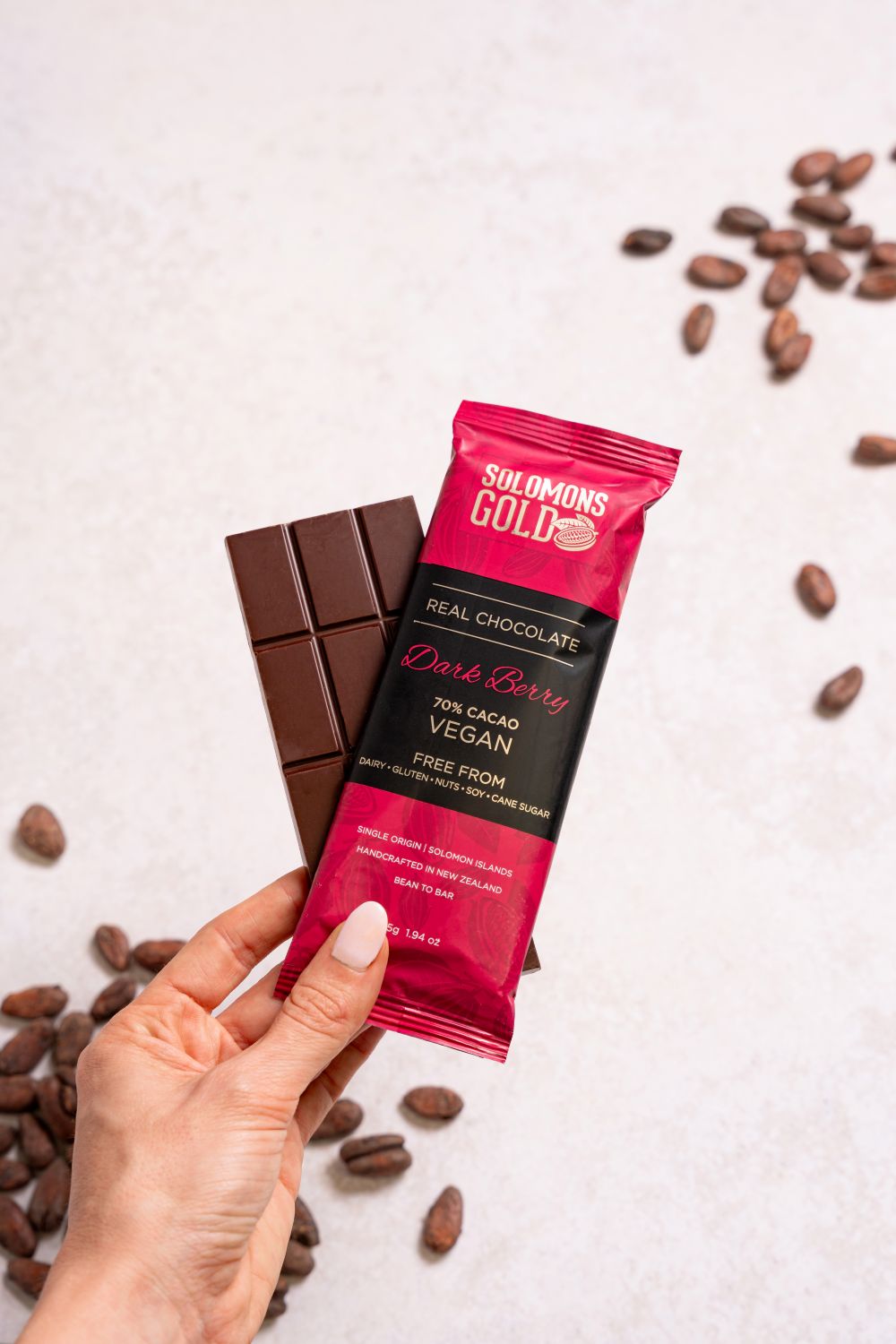 Solomons Gold Vegan Chocolate | Dark Berry 70% 55g