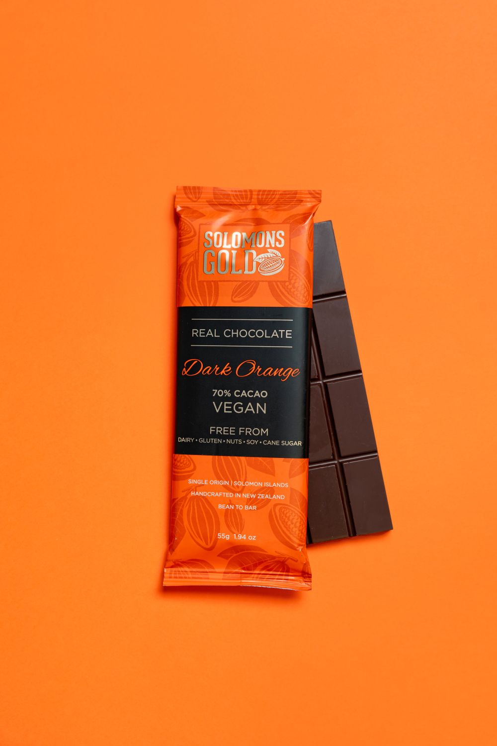 Solomons Gold Vegan Chocolate | Dark Orange 70% 55g