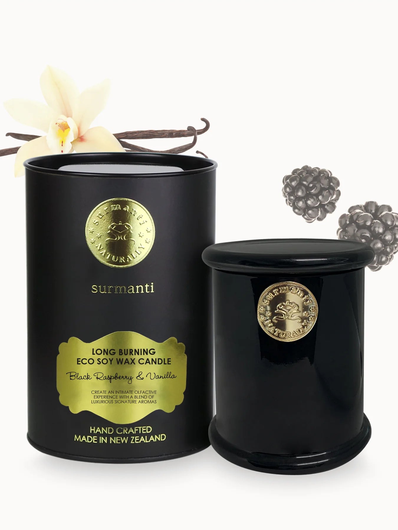 Surmanti Long Burning Eco soy Candle - Black Raspberry & Vanilla