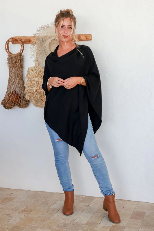 Free Spirit Australia Poncho Scarf | Black
