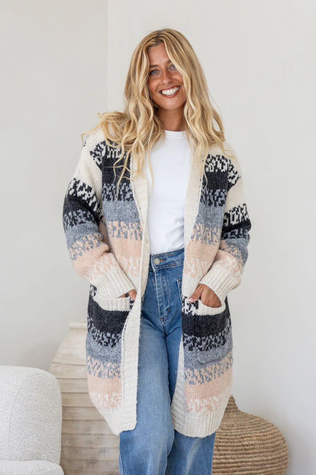 Free Spirit Canyon Cardigan | Grey/Black/Camel