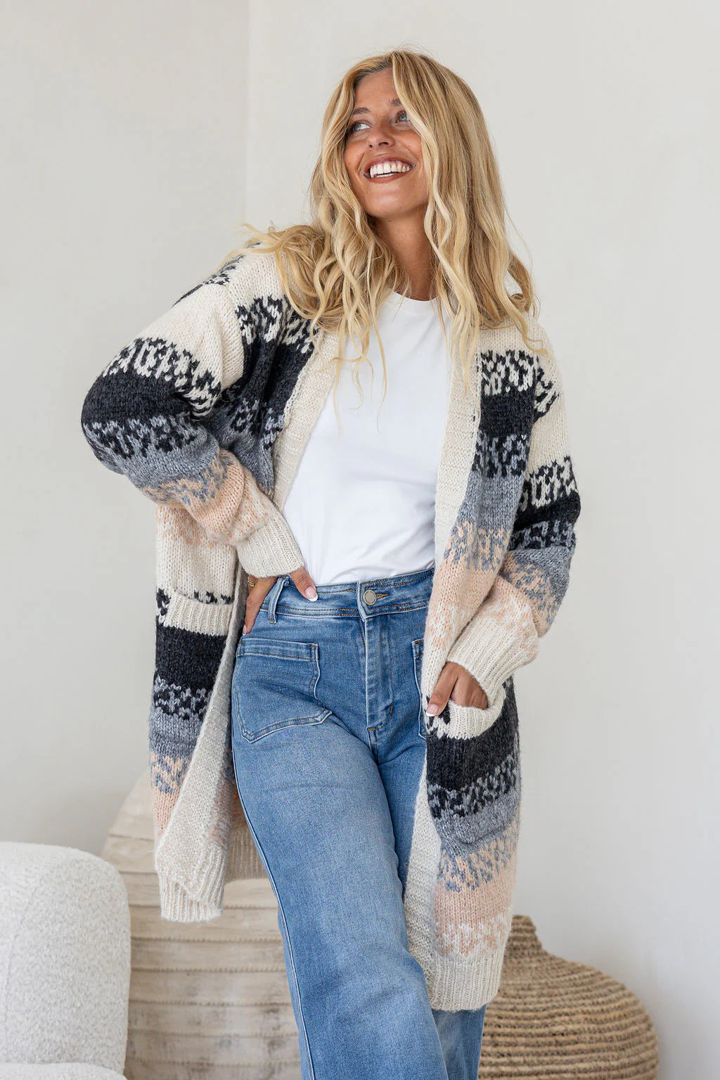 Free Spirit Canyon Cardigan | Grey/Black/Camel