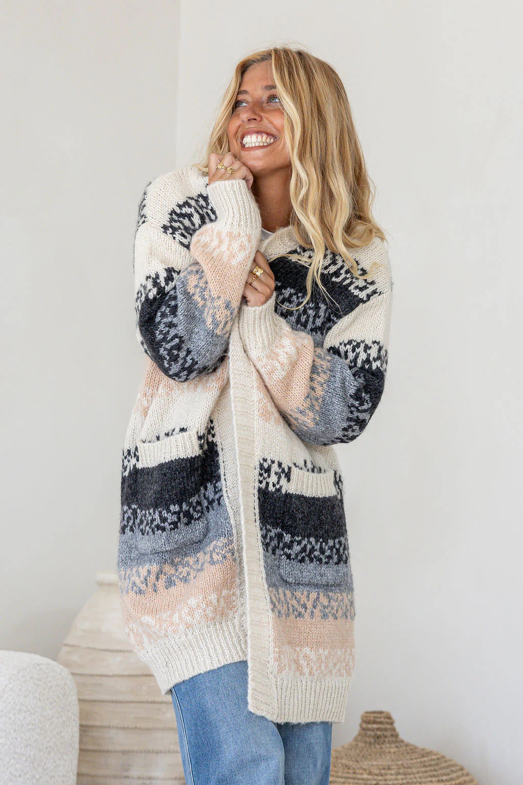 Free Spirit Canyon Cardigan | Grey/Black/Camel