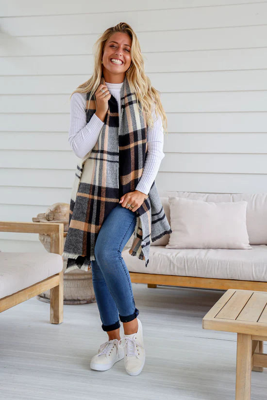 Free Spirit Australia Comfort Scarf | Black/White/Camel