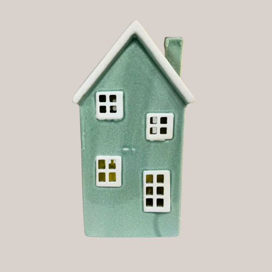 Stellar Lights Porcelain Tealight House | Duck Egg 19cm