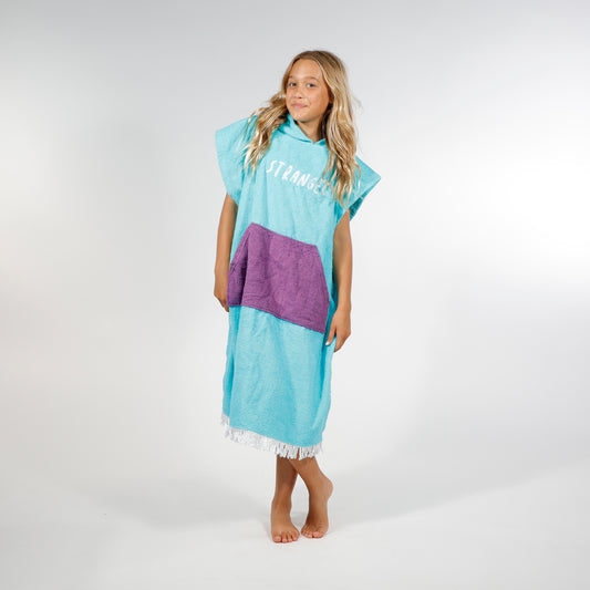 Hello Stranger Kidswear Hooded Poncho Towel | Turquoise Purple