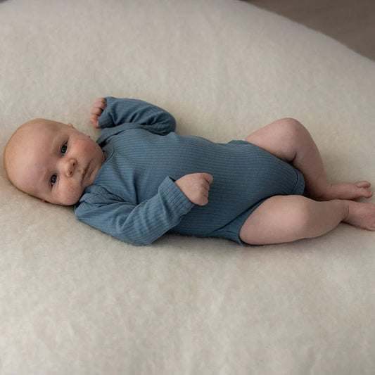 Hello Poppett Original Longsleeved Ribbed Bodysuit | Duck Egg