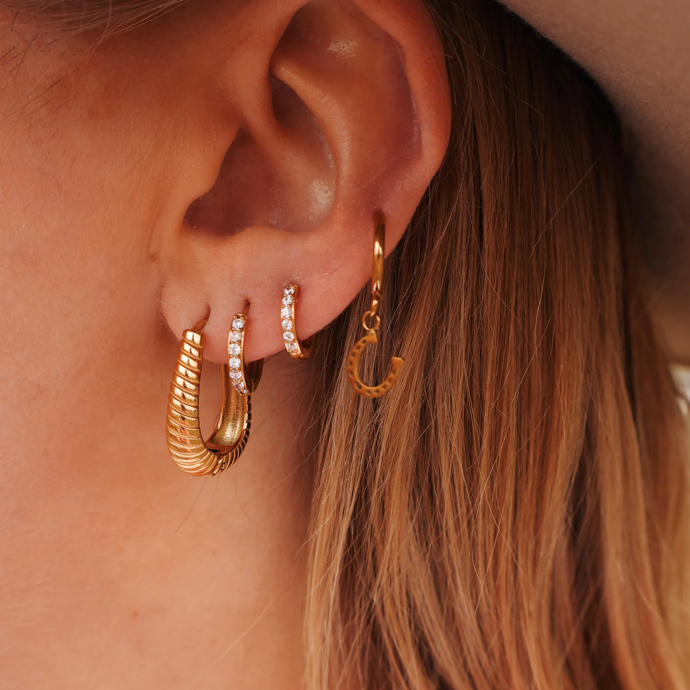 Katy B Horse Shoe Hoop Earrings