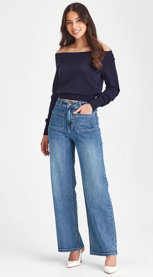 Junkfood Libby Wide Leg Denim Blue Jean
