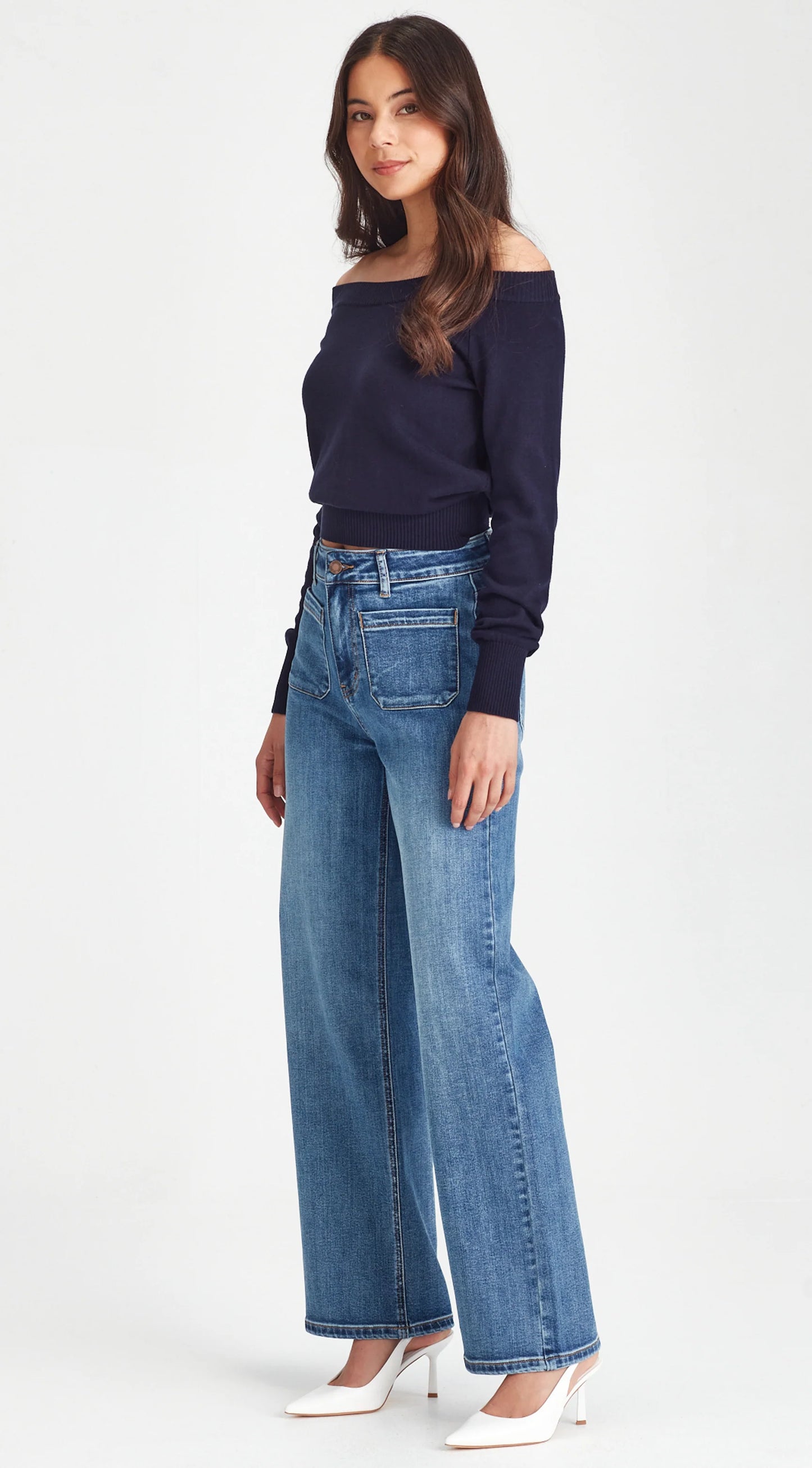 Junkfood Libby Wide Leg Denim Blue Jean