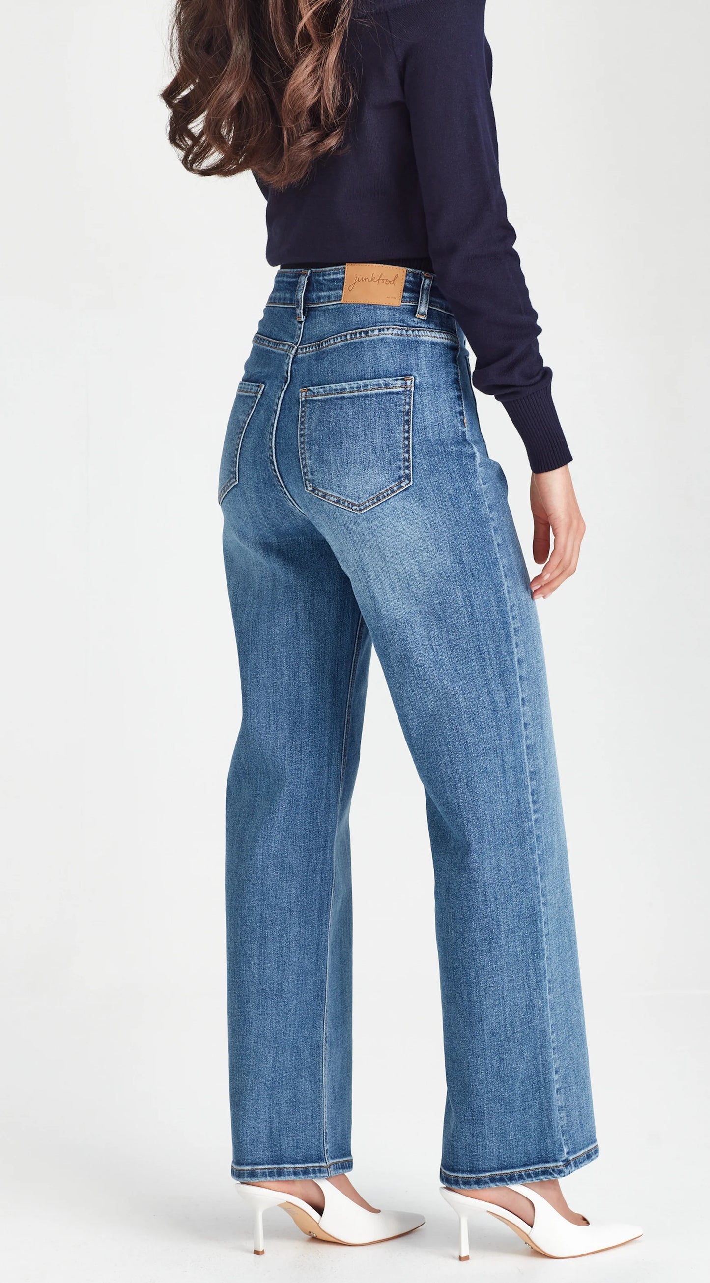 Junkfood Libby Wide Leg Denim Blue Jean