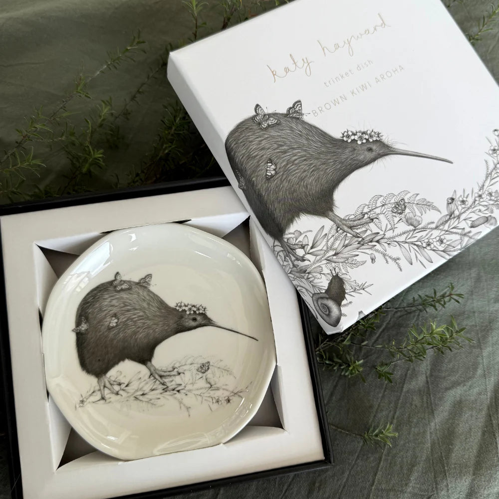 Katy Hayward Trinket Dish - Walking with Aroha - Brown Kiwi
