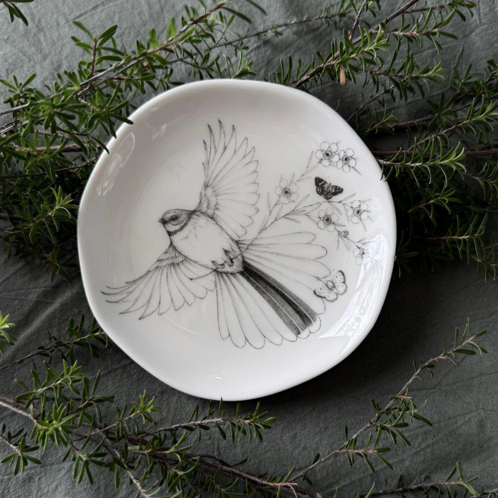 Katy Hayward Trinket Dish - Fly With Me - Piwakawaka/Fantail