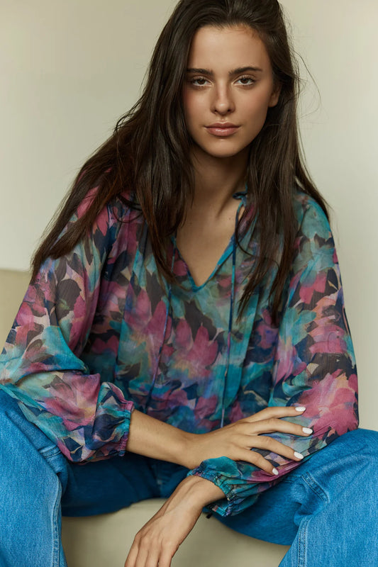 SASS Willow Tie Front Blouse | Native Orchid