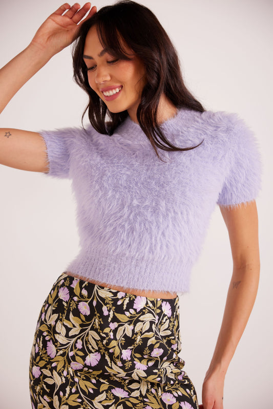 Mink Pink Maisie Fluffy Knit Top - Periwinkle