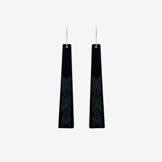 Nichola Earrings - Tāniko I Black