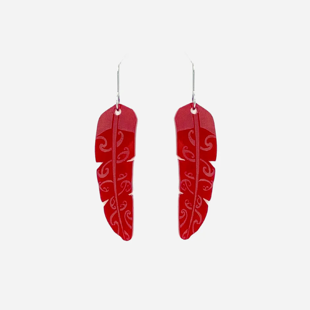 Nichola Earrings - Te Raukura | Red Clear