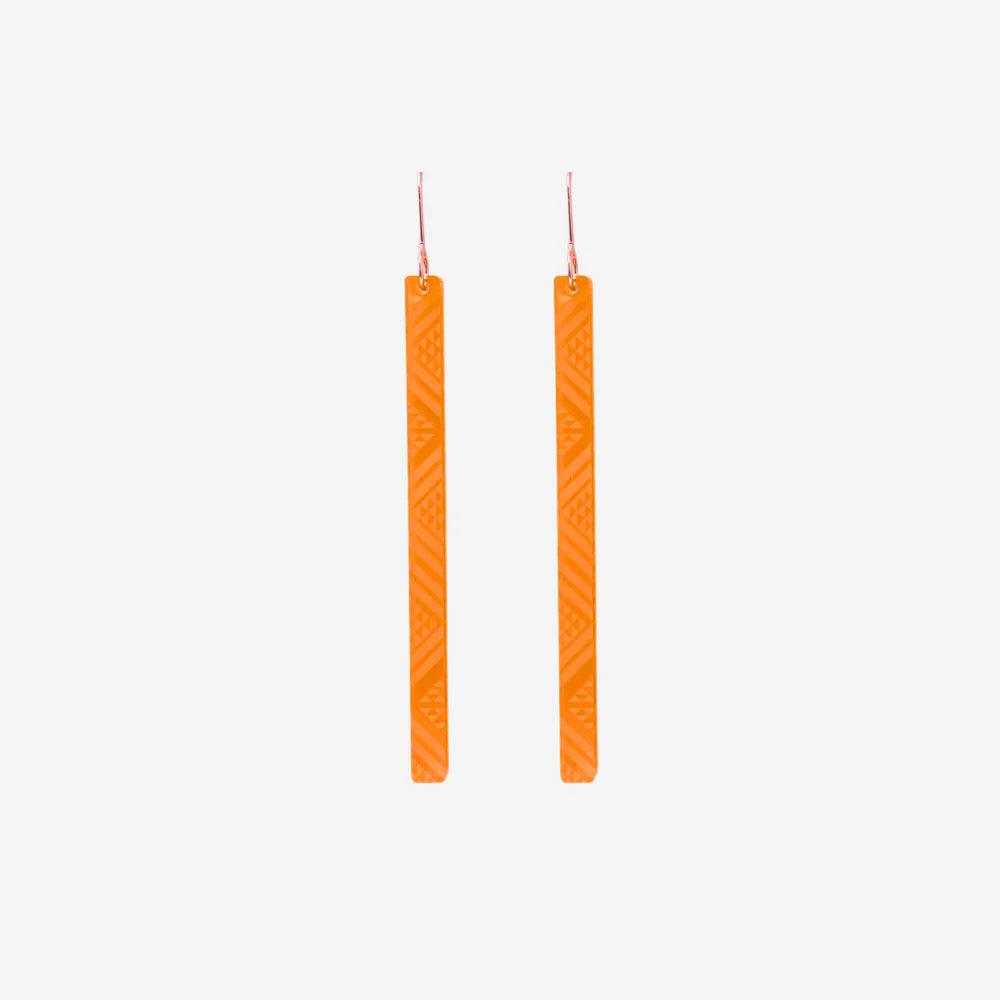 Nichola Earrings - Tāniko II - Orange Clear
