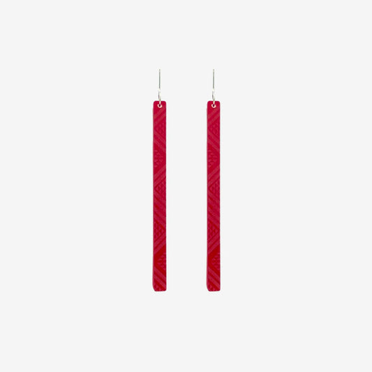 Nichola Earrings - Tāniko II - Red Clear
