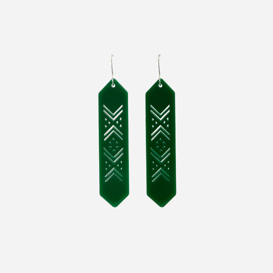 Nichola Earrings - Tāniko | Green Solid