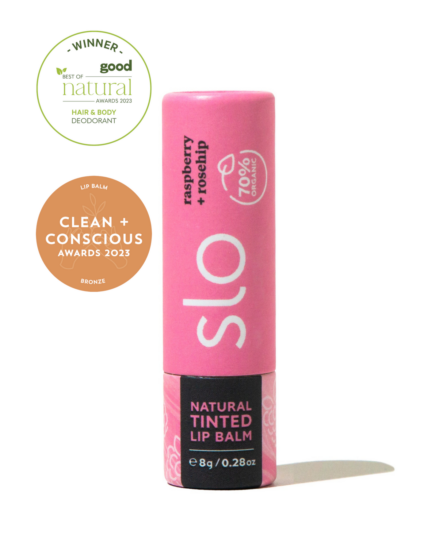 Slo Natural Tinted Lip Balm | Raspberry & Rosehip