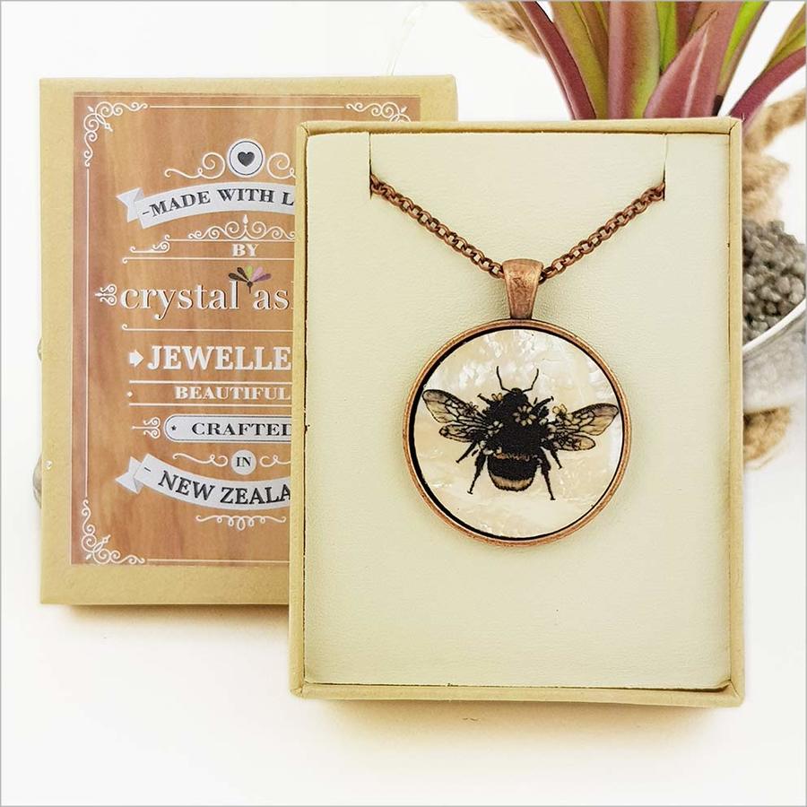 Crystal Ashley Floral Bee Necklace