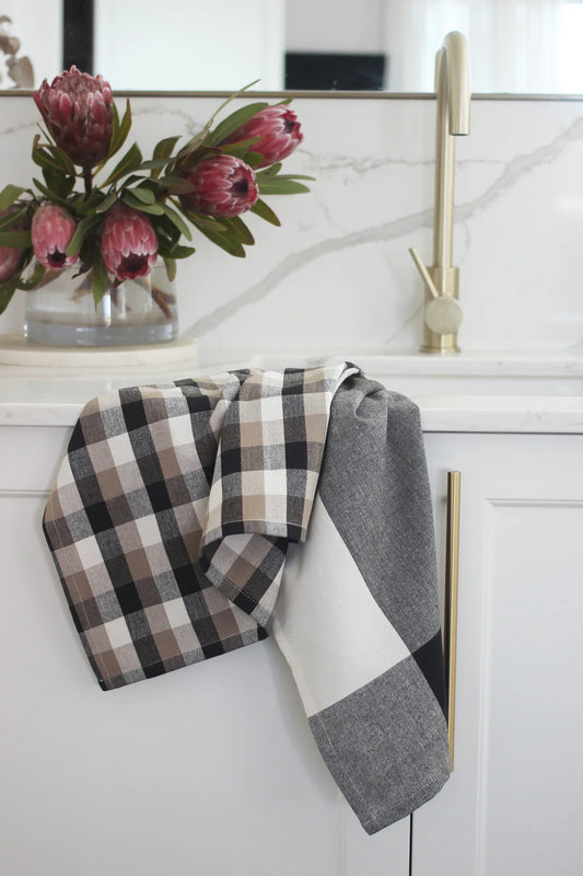 Raine & Humble Tea Towel S/2 | Black Giant Check