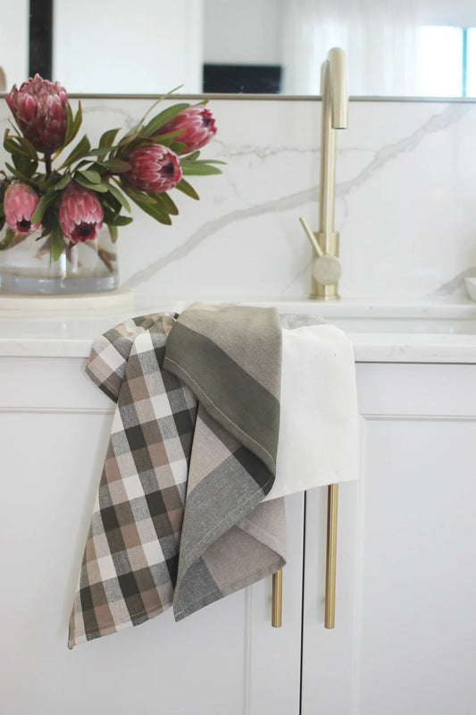 Raine & Humble Tea Towel S/2 | Olive Giant Check