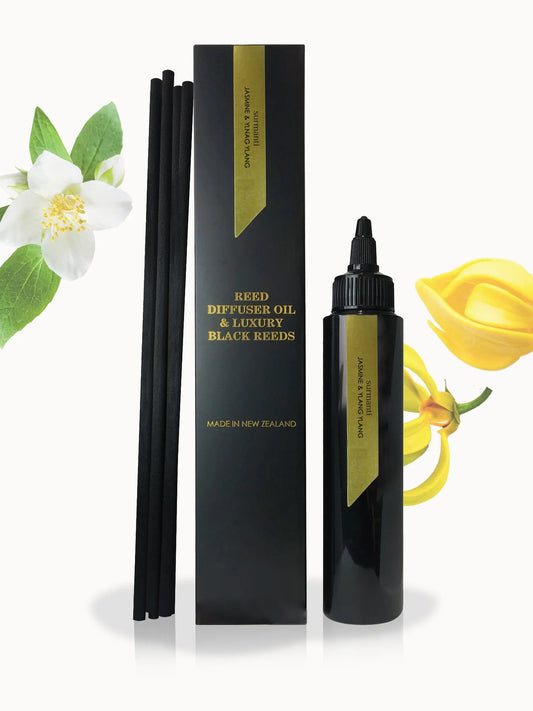 Surmanti Diffuser Oil Refill and Luxury Black Reeds - Jasmine & Ylang Ylang