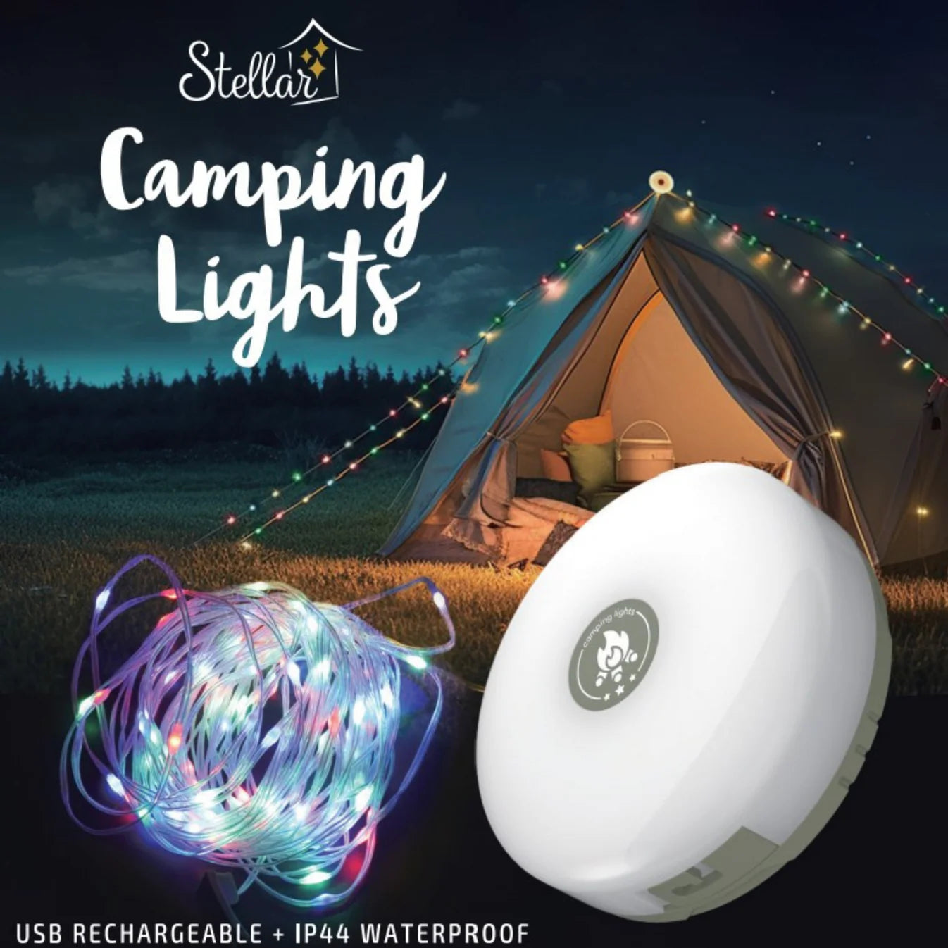 Stellar Outdoor Camping Lights 10m | Rainbow